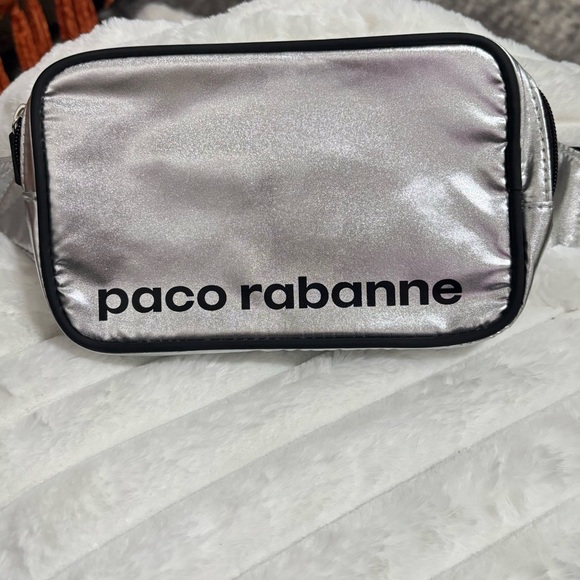 NEW PACO RABANNE  Fanny Pack Silver and Black Belt Bag - Picture 4 of 11